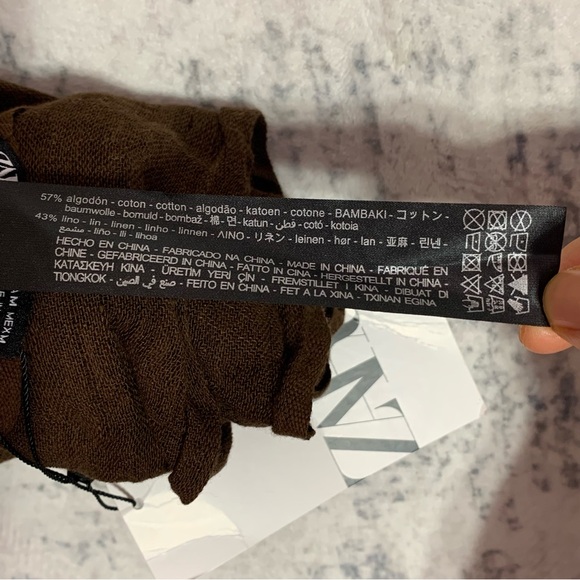 ZARA LIMITED EDITION LINEN BLEND FRINGED SCARF - Picture 6 of 6